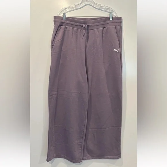 Puma Women's Plush Lounge Pants Drawstring Waist Purple XXL Relaxed Fit - Picture 4 of 7